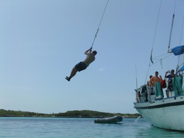 Swinging off the boat